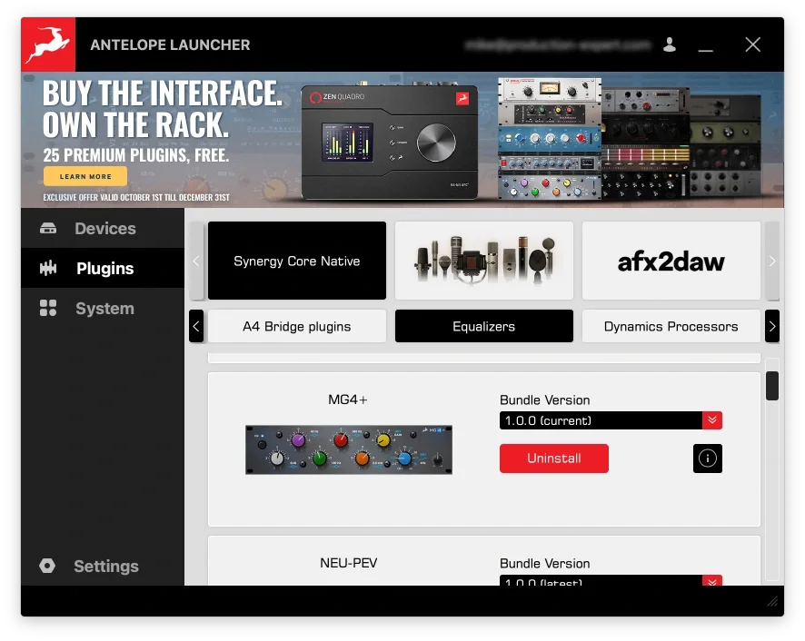 Antelope Audio Offer Free MG4+ Plugin For A Limited Period